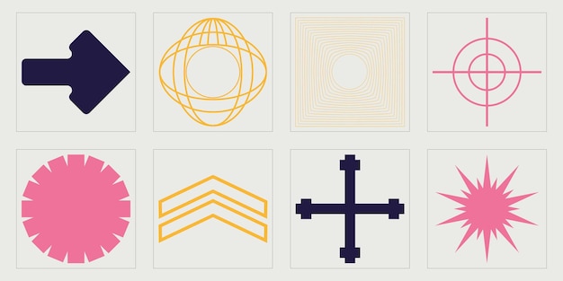 Ensemble vectoriel d'actifs graphiques extraordinaires Y2K Formes abstraites modernes