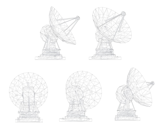 Ensemble Vectoriel Antenne Radio Astronomie Et Recherche Spatiale