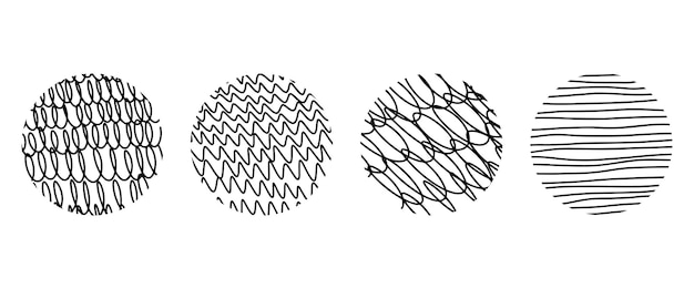 Vecteur ensemble vectoriel d'arrière-plans et de motifs abstraits ronds courbes lignes vagues dessinées à la main