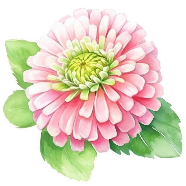 Ensemble Vectoriel D'assortiment De Fleurs Et De Feuilles D'aquarelle Zinnia