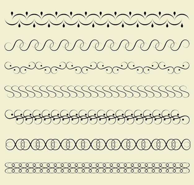 Ensemble Vectoriel De Bordures Décoratives Vintage, Séparateurs, Séparateurs
