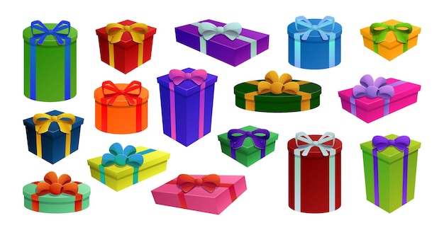Ensemble vectoriel de cadeaux isolés sur fond blanc