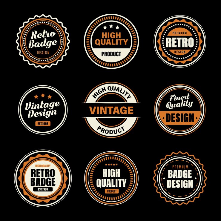 Vecteur ensemble vectoriel de collection de badges vintage