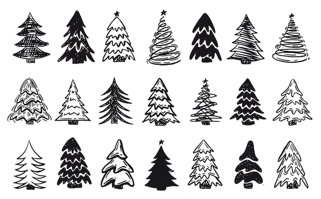 Ensemble vectoriel de conception d'arbre de Noël