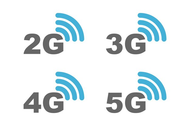 Vecteur ensemble vectoriel de connexions internet ou réseau 2g 3g 4g 5g