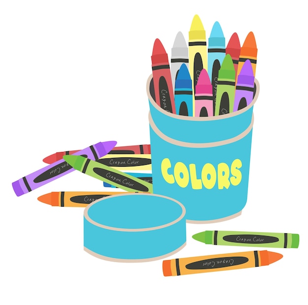 Ensemble vectoriel de crayons ou ensemble vectoriel de pastel de cire Retour à l'école Fournitures scolaires Papeterie