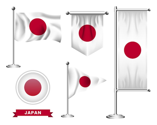 Ensemble Vectoriel Du Drapeau National Du Japon Dans Divers Dessins Créatifs