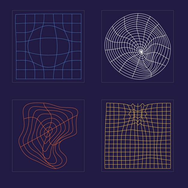 Ensemble vectoriel d'éléments d'actifs graphiques extraordinaires Y2K pour la décoration graphique