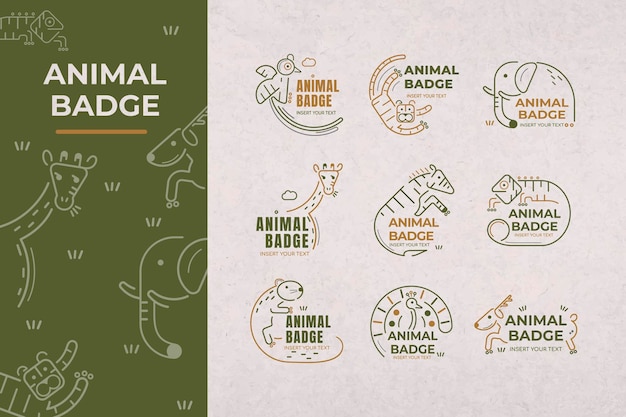 Ensemble vectoriel d'éléments de conception de badge animal