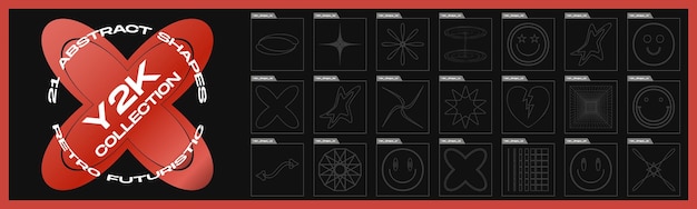 Ensemble vectoriel d'éléments géométriques minimalistes Y2K Formes simples Formes