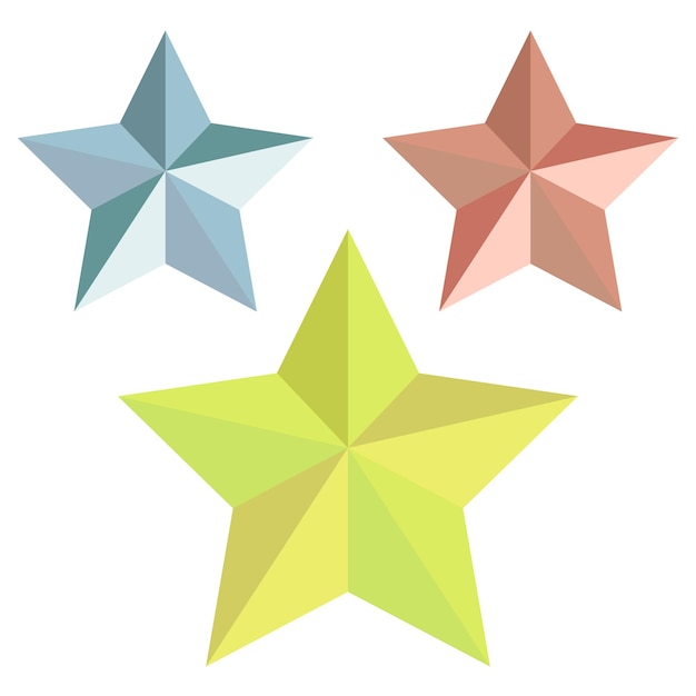 Ensemble vectoriel d'étoiles en bronze argenté doré