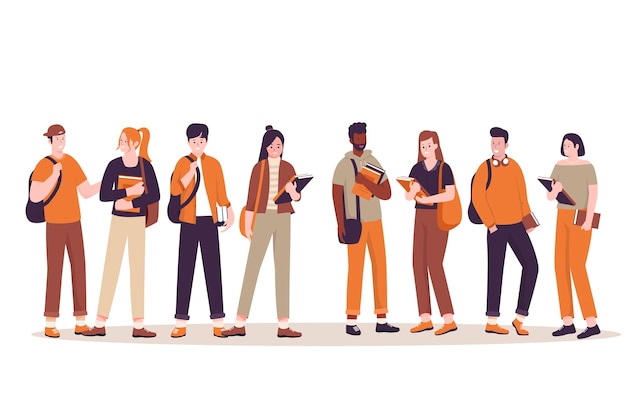 Ensemble vectoriel d'étudiants universitaires