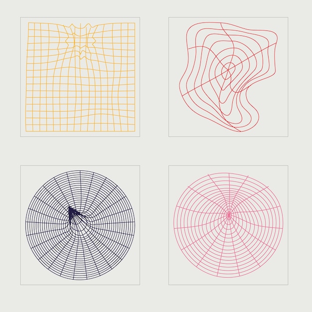 Ensemble vectoriel de figures postmodernes géométriques à la mode Y2K Éléments pour la décoration graphique