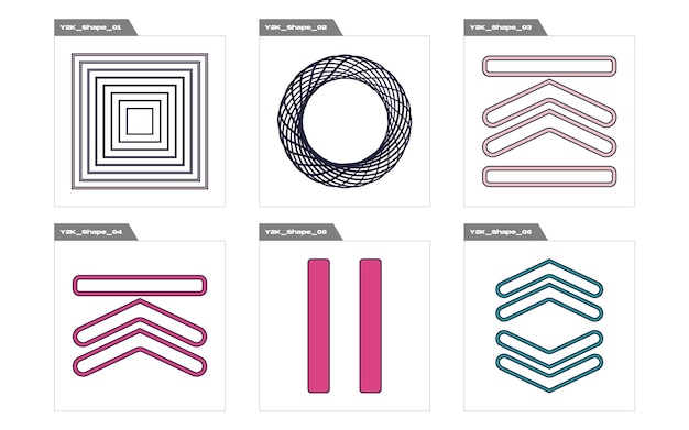 Ensemble Vectoriel De Figures Postmodernes Géométriques à La Mode Y2k éléments Pour La Décoration Graphique