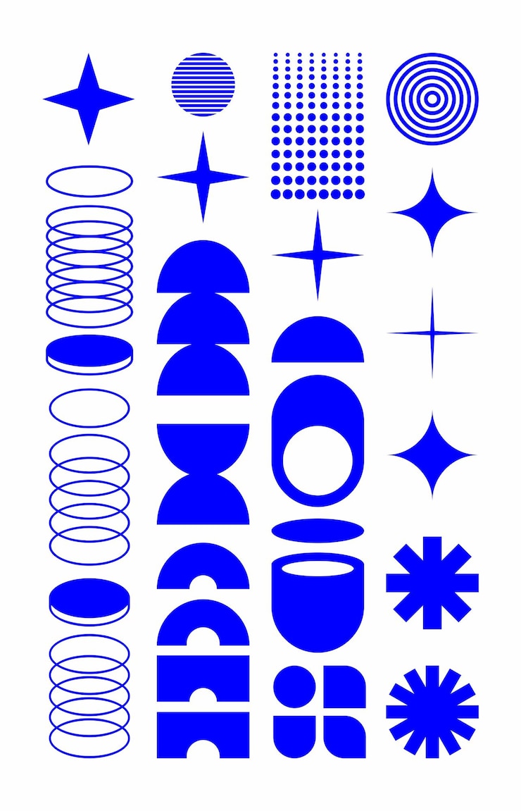 Vecteur ensemble vectoriel de formes abstraites bleues