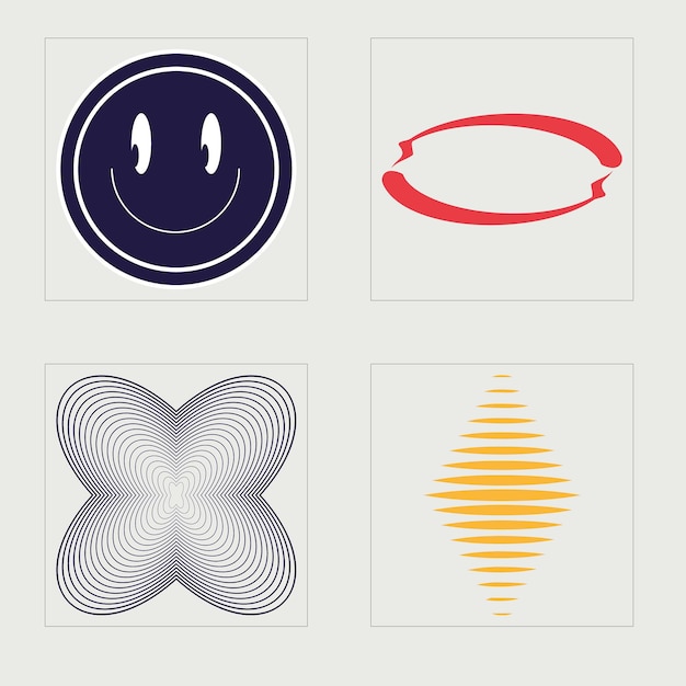 Ensemble vectoriel de formes d'étoiles et de fleurs Y2K Brutalism Modèles pour les affiches de notes