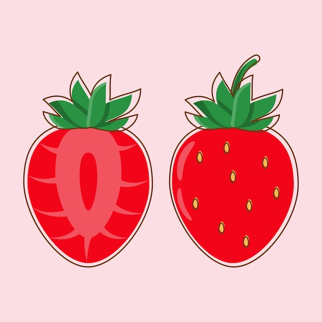 Ensemble Vectoriel De Fraise Dans Un Style Plat