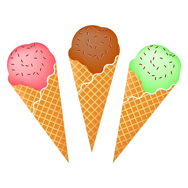 Ensemble vectoriel de glaces aux baies de glaçage au chocolat et confiture illustration dessinée à la main