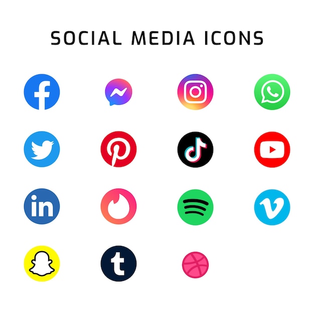 Ensemble vectoriel d'icônes de médias sociaux