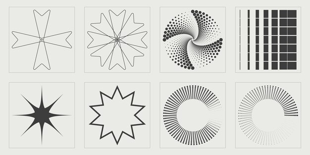 Ensemble vectoriel d'icônes minimalistes plates d'actifs graphiques extraordinaires Y2K