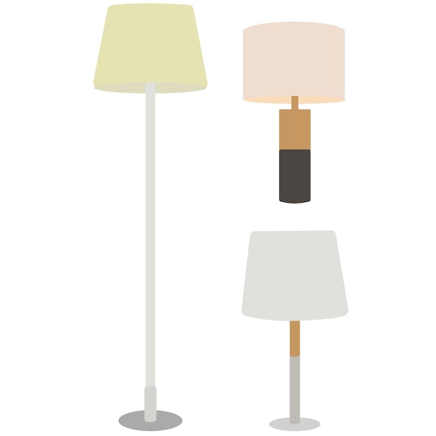 Ensemble vectoriel de lampes à la maison sur fond blanc