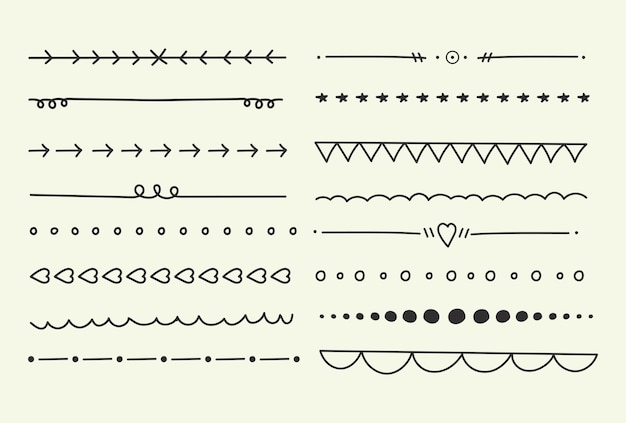 Ensemble Vectoriel De Lignes Et De Séparateurs Dessinés à La Main