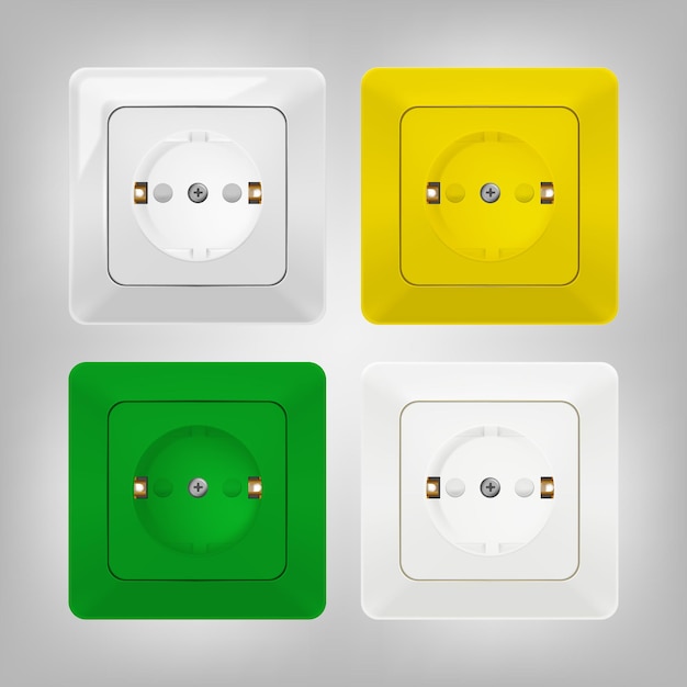 Ensemble Vectoriel De Prises électriques De Différentes Couleurs