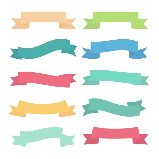 ensemble vectoriel de rubans de collection dans différents styles