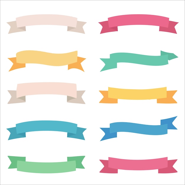 ensemble vectoriel de rubans de collection dans différents styles