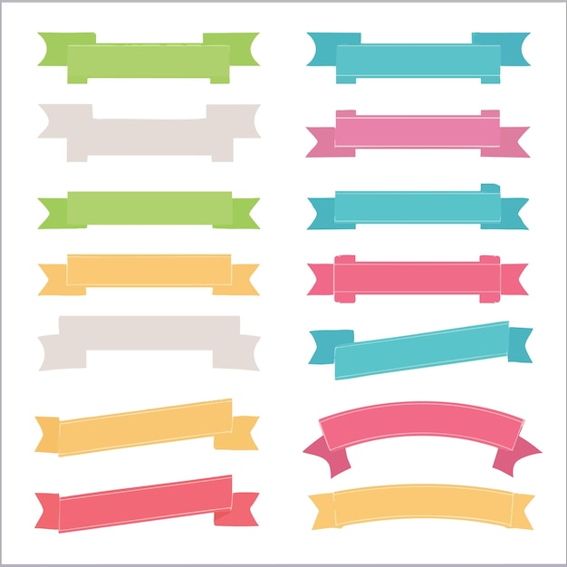 ensemble vectoriel de rubans de collection dans différents styles