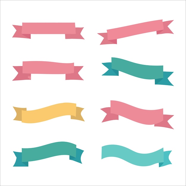 ensemble vectoriel de rubans de collection dans différents styles