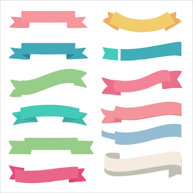 ensemble vectoriel de rubans de collection dans différents styles