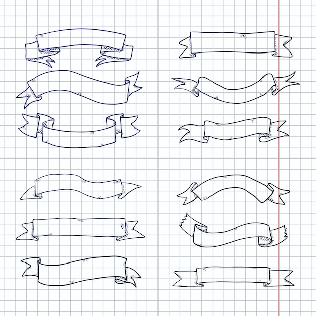 Ensemble Vectoriel De Rubans De Croquis