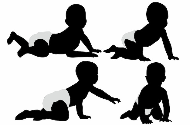 Vecteur ensemble vectoriel de silhouettes de bébé