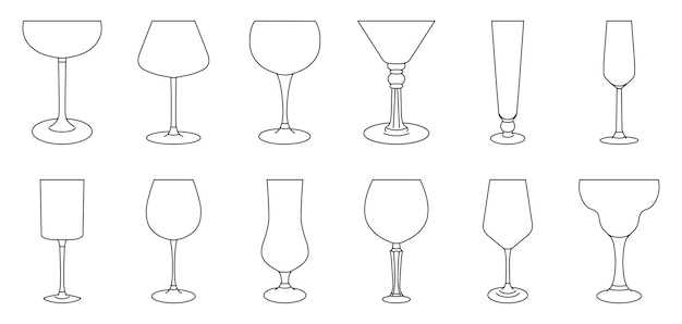 Ensemble vectoriel de verres à boisson