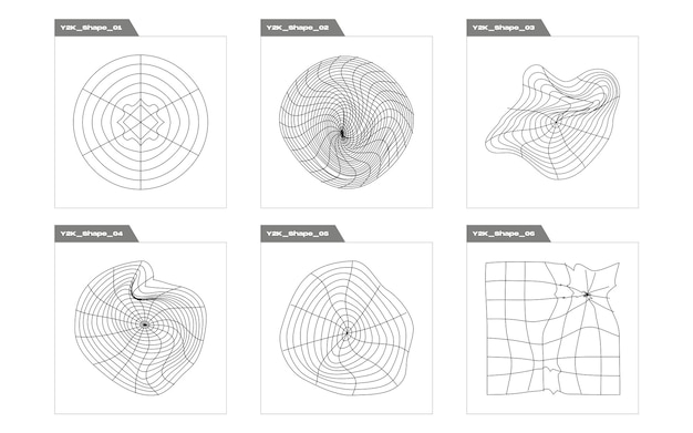 Ensemble vectoriel de Y2K Rave psychédélique rétro futuriste ensemble Icônes minimalistes plates
