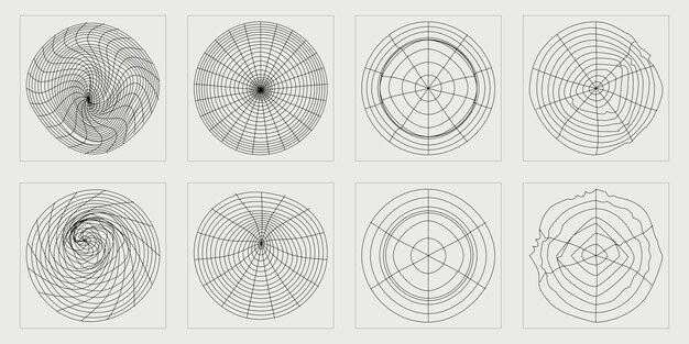 Ensemble vectoriel de Y2K Rave psychédélique rétro futuriste ensemble Icônes minimalistes plates