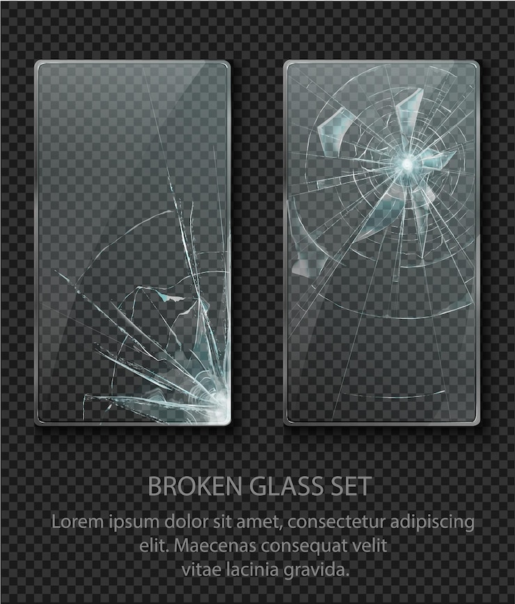 Vecteur ensemble de verre brisé avec cadre en verre