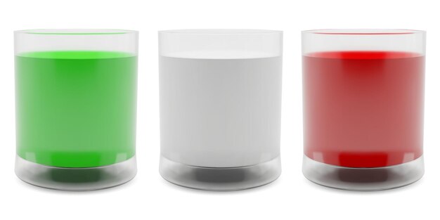 Ensemble De Verres Colorés Réalistes Avec Des Boissons