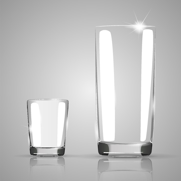 Vecteur ensemble de verres transparents gobelets photo transparente illustration vectorielle réaliste