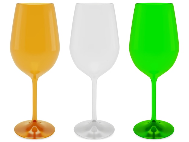 Ensemble de verres à vin colorés réalistes