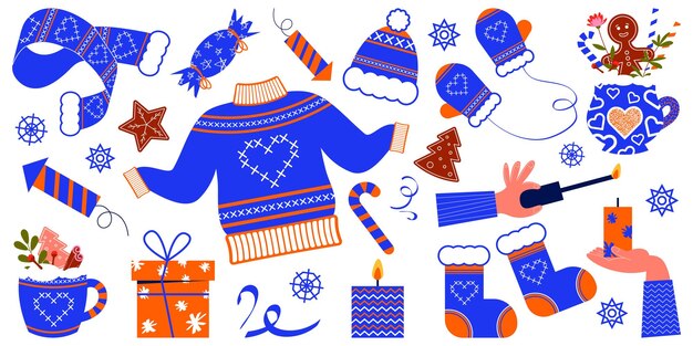 Ensemble De Vêtements D'hiver Vêtements Du Nouvel An Boissons Décorations De Vacances Et Autres éléments