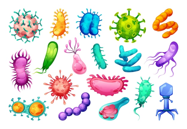 Ensemble de virus, de bactéries et de germes Illustration vectorielle