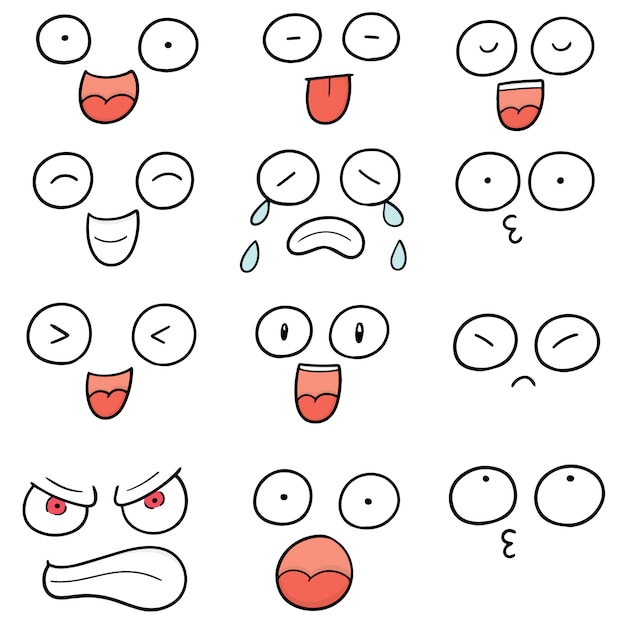 ensemble de visage de dessin animé