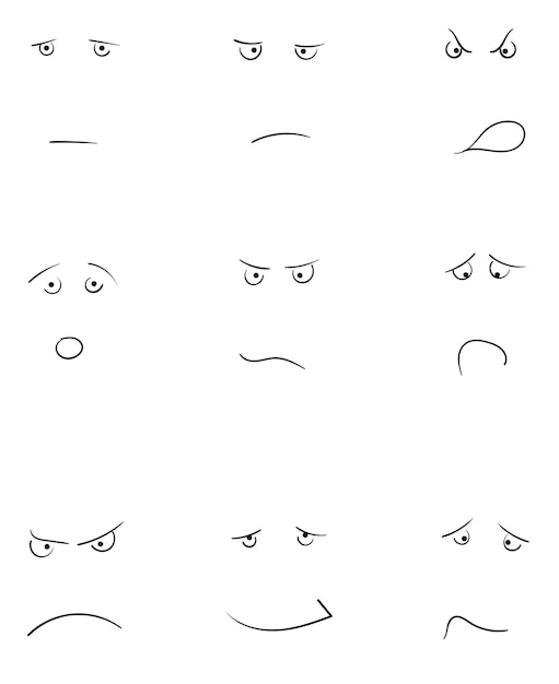 Ensemble De Visages émotionnels Dessinés à La Main