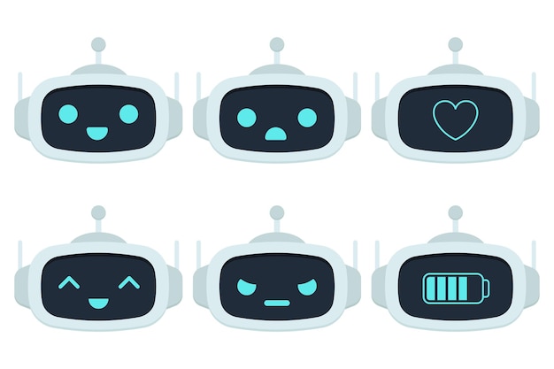 Ensemble de visages de robot mignon