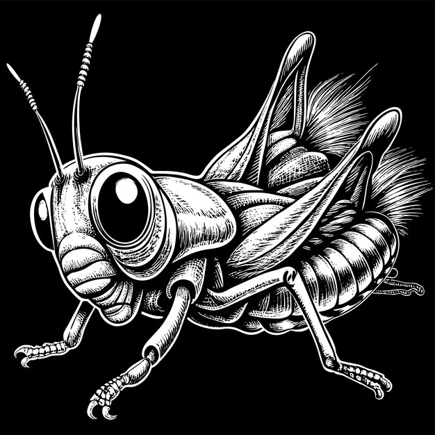 Vecteur l'entomologie de la sauterelle insecte mascotte dessinée à la main personnage de dessin animé autocollant concept d'icône isolé