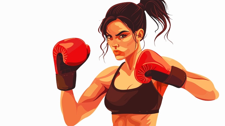 Vecteur entraînement de boxe féminin pour une perte de poids corporel complète