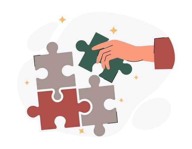 L'entrepreneur détient le concept de pièces de puzzle