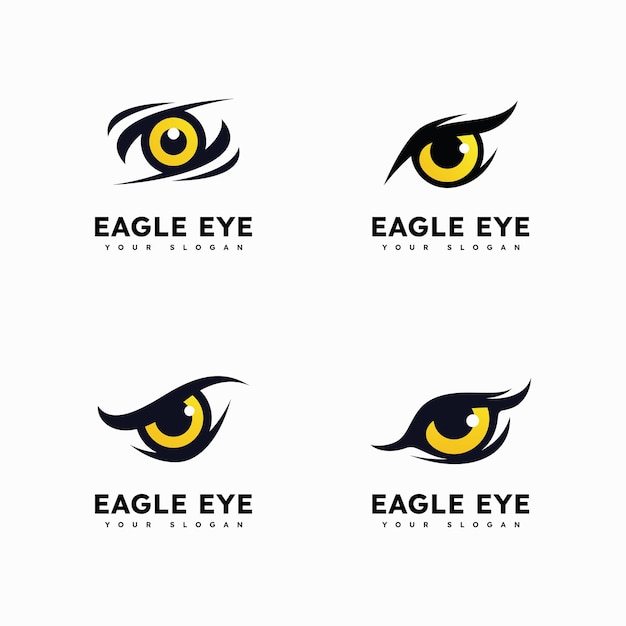 Vecteur l'entreprise du logo de l'oiseau prédateur de l'œil du faucon